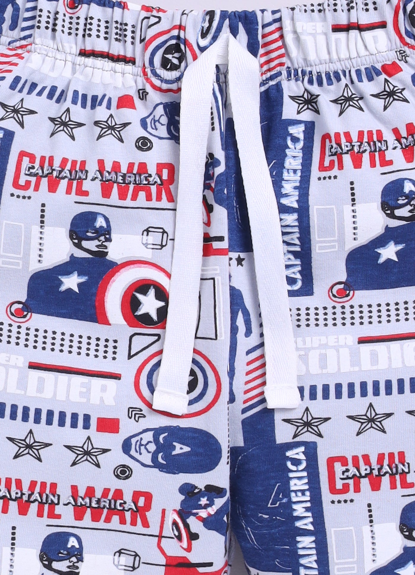 Baby Boys Captain America Casual T-shirt Shorts  (WHITE)