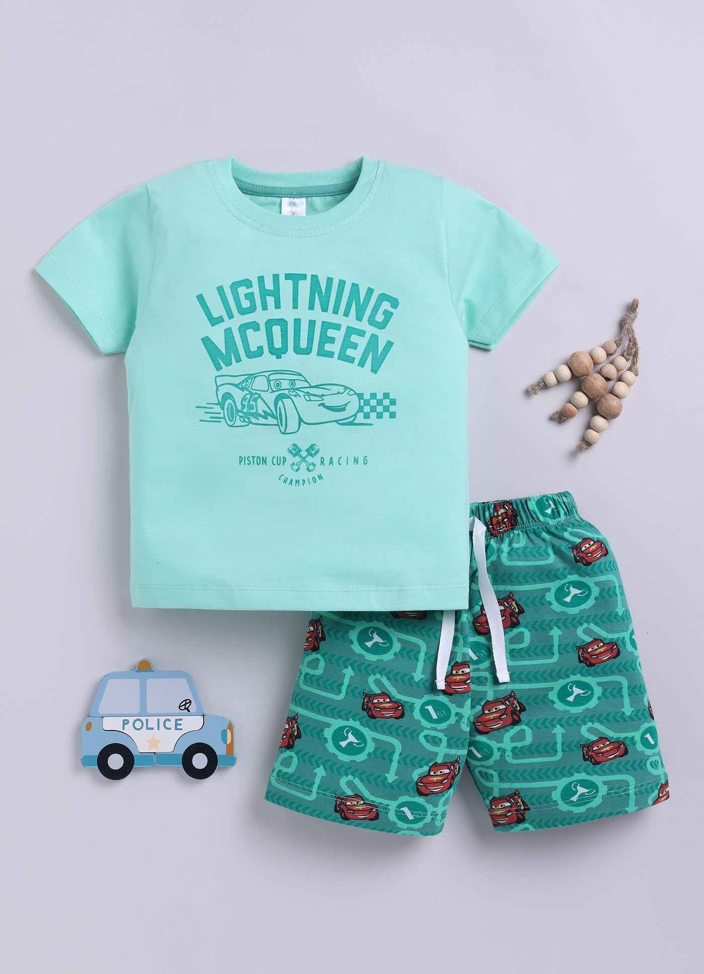 Baby Boys Casual T-shirt Shorts  (SEA GREEN)