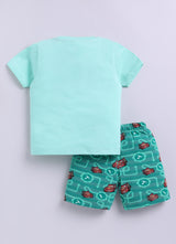 Baby Boys Casual T-shirt Shorts  (SEA GREEN)