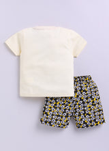Baby Boys Mickey Casual T-shirt Shorts  (CREAM)