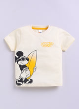 Baby Boys Mickey Casual T-shirt Shorts  (CREAM)