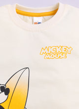 Baby Boys Mickey Casual T-shirt Shorts  (CREAM)