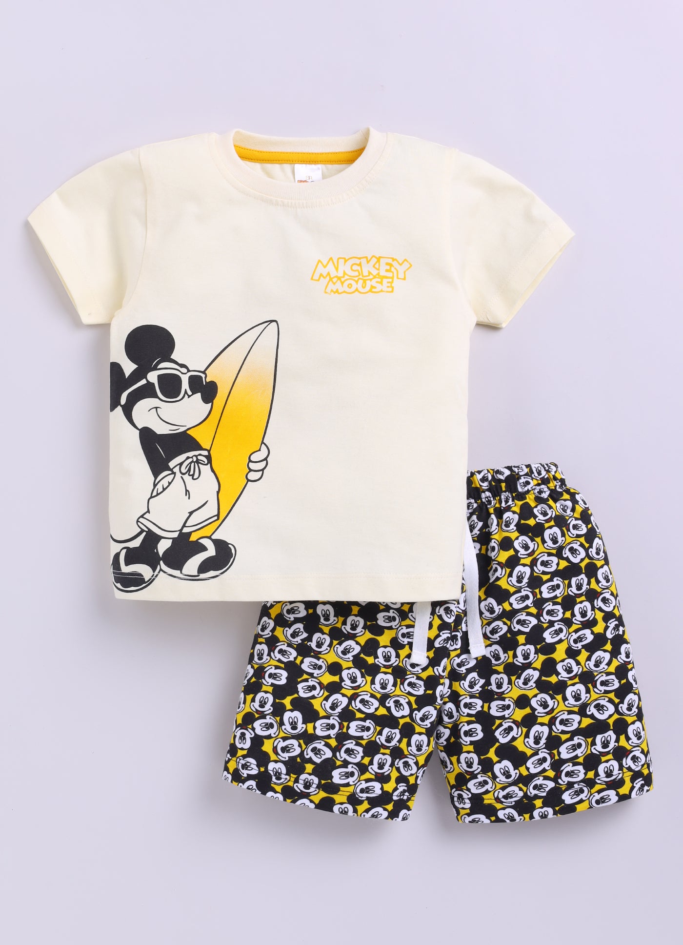 Baby Boys Mickey Casual T-shirt Shorts  (CREAM)