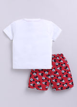 Baby Boys Mickey Casual T-shirt Shorts  (WHITE)