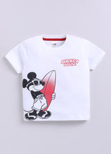 Baby Boys Mickey Casual T-shirt Shorts  (WHITE)