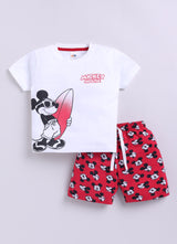 Baby Boys Mickey Casual T-shirt Shorts  (WHITE)