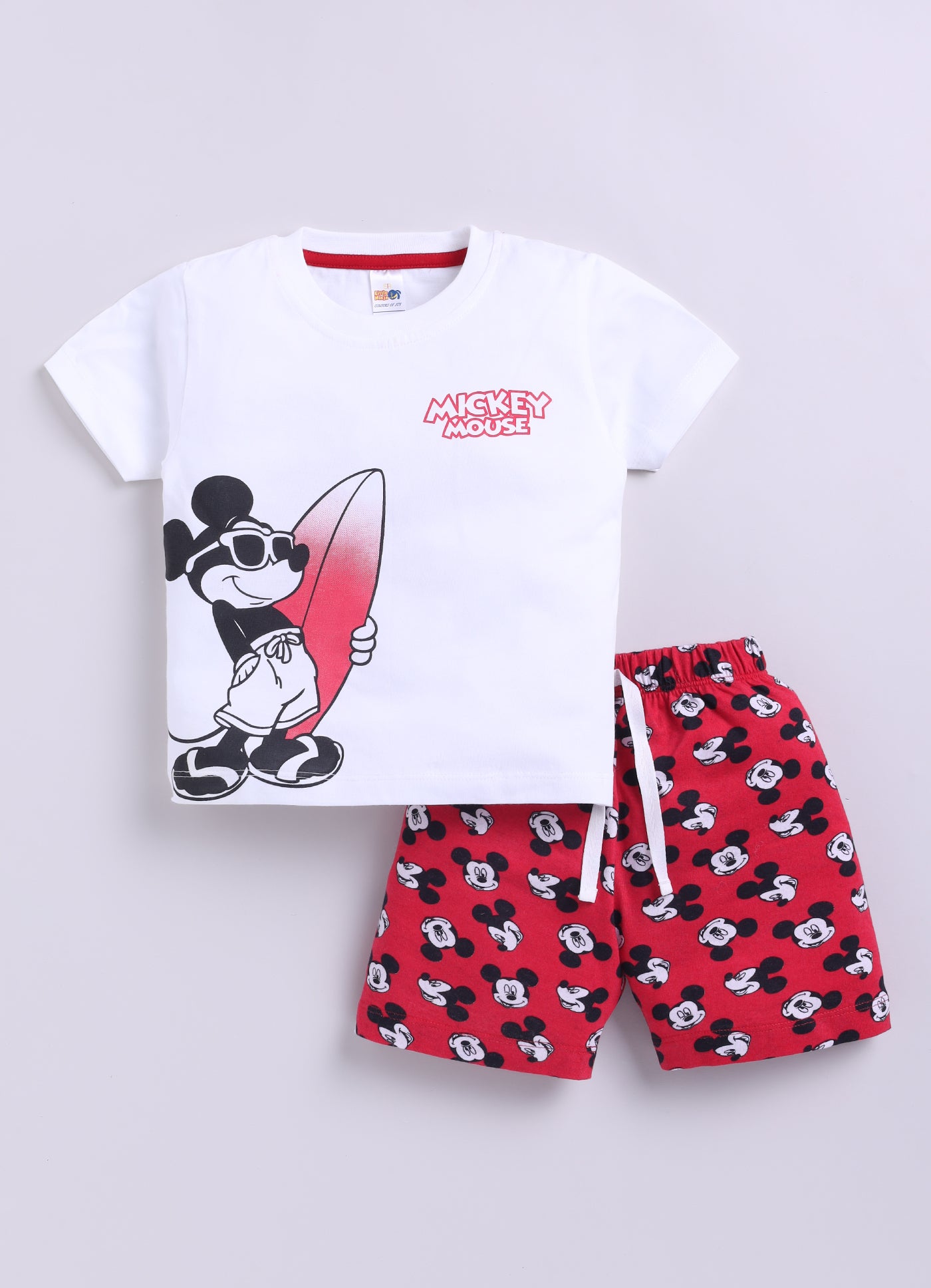 Baby Boys Mickey Casual T-shirt Shorts  (WHITE)