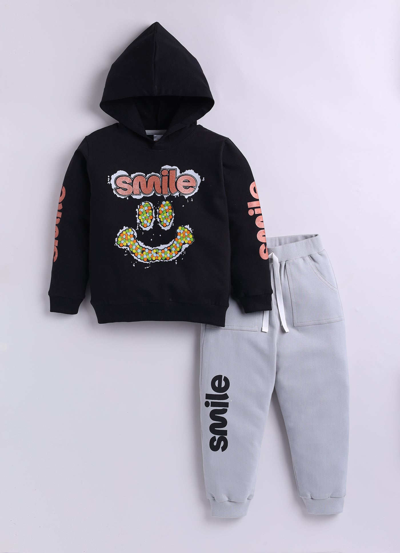 Baby Boys Casual Sweatshirt Track Pants  (BLACK GREY)