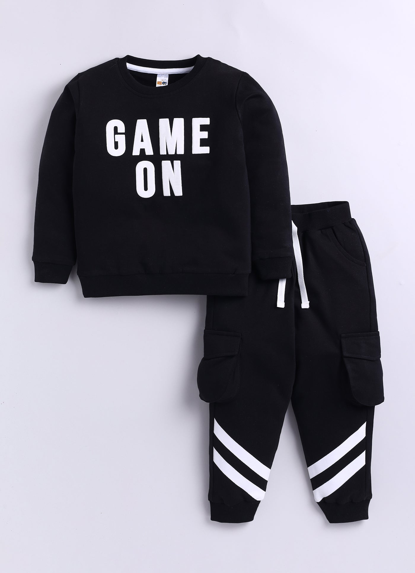 Baby Boys Casual Sweatshirt Track Pants  (Black)