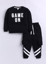 Baby Boys Casual Sweatshirt Track Pants  (Black)