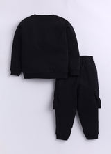 Baby Boys Casual Sweatshirt Track Pants  (Black)