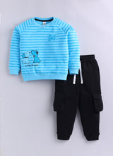 Baby Boys Casual Sweatshirt Track Pants  (BLUE BLACK)