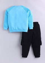 Baby Boys Casual Sweatshirt Track Pants  (BLUE BLACK)