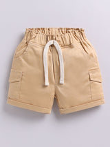 Baby Boys Casual Shirt Shorts  (Blue and Beige)
