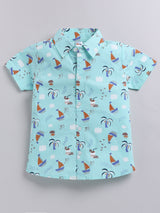 Baby Boys Casual Shirt Shorts  (GREEN BLACK)