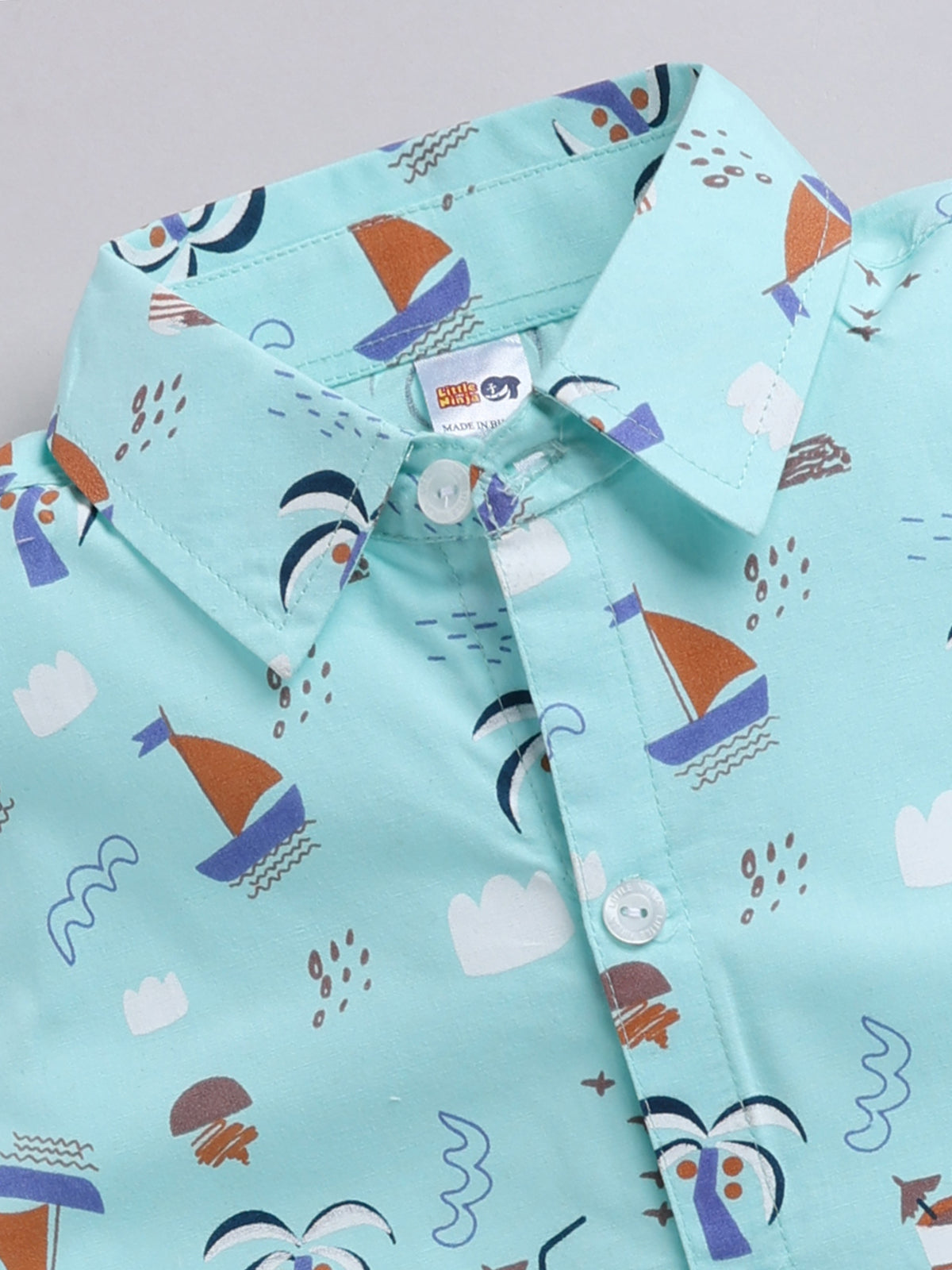 Baby Boys Casual Shirt Shorts  (GREEN BLACK)