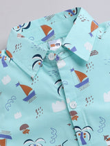 Baby Boys Casual Shirt Shorts  (GREEN BLACK)