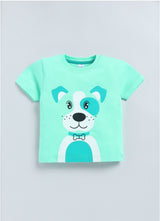 Baby Boys Casual T-shirt Shorts  (SEA GREEN)