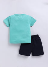 Baby Boys Casual T-shirt Shorts  (SEA GREEN)
