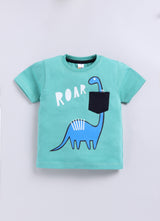Baby Boys Casual T-shirt Shorts  (SEA GREEN)