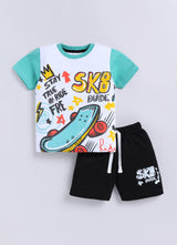 Baby Boys Casual T-shirt Shorts  (SEA GREEN)