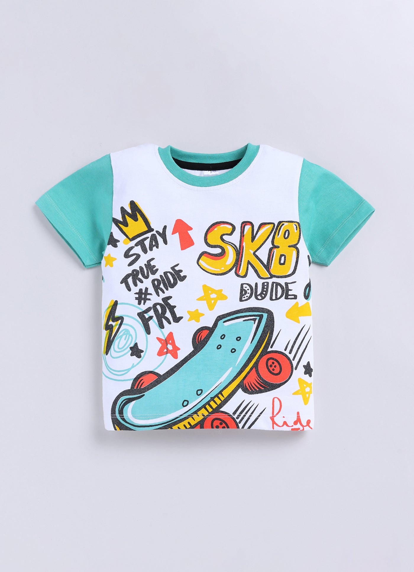 Baby Boys Casual T-shirt Shorts  (SEA GREEN)