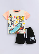Baby Boys Casual T-shirt Shorts  (PEACH)