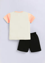 Baby Boys Casual T-shirt Shorts  (PEACH)