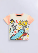 Baby Boys Casual T-shirt Shorts  (PEACH)