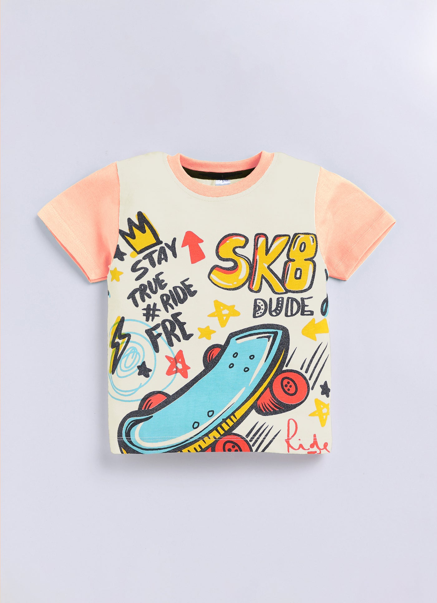 Baby Boys Casual T-shirt Shorts  (PEACH)