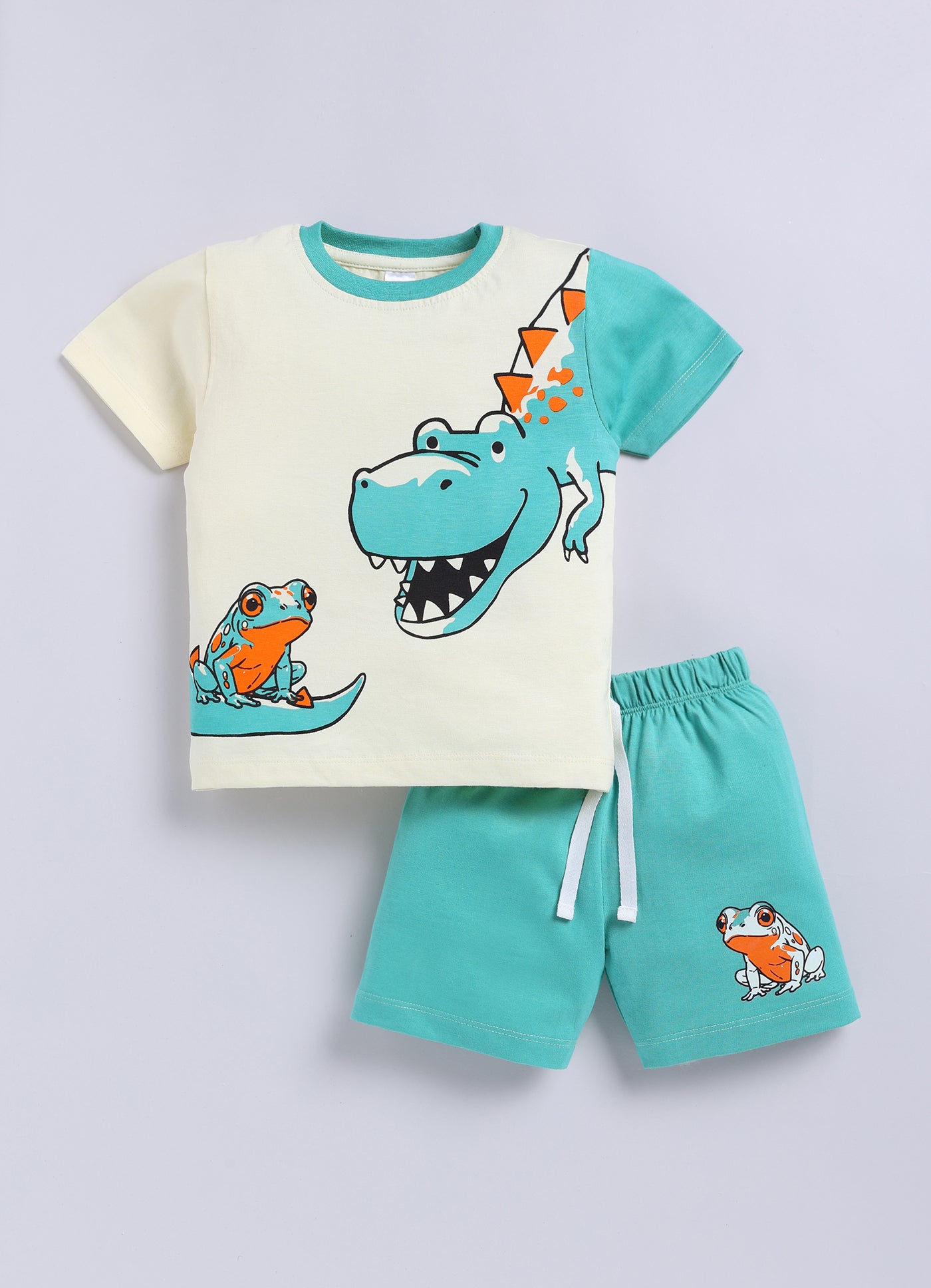 Baby Boys Casual T-shirt Shorts  (SEA GREEN)