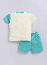 Baby Boys Casual T-shirt Shorts  (SEA GREEN)