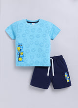 Baby Boys Casual T-shirt Shorts  (BLUE)
