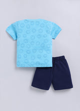 Baby Boys Casual T-shirt Shorts  (BLUE)