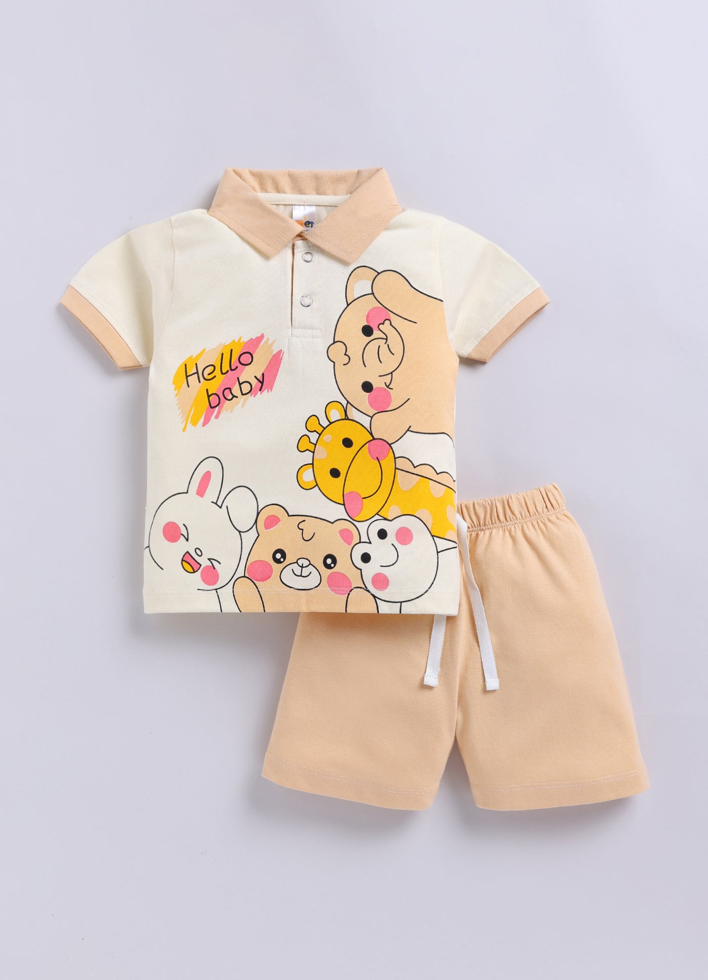 Animal Printed Collared Pure Cotton Co-Ords Set