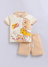 Animal Printed Collared Pure Cotton Co-Ords Set