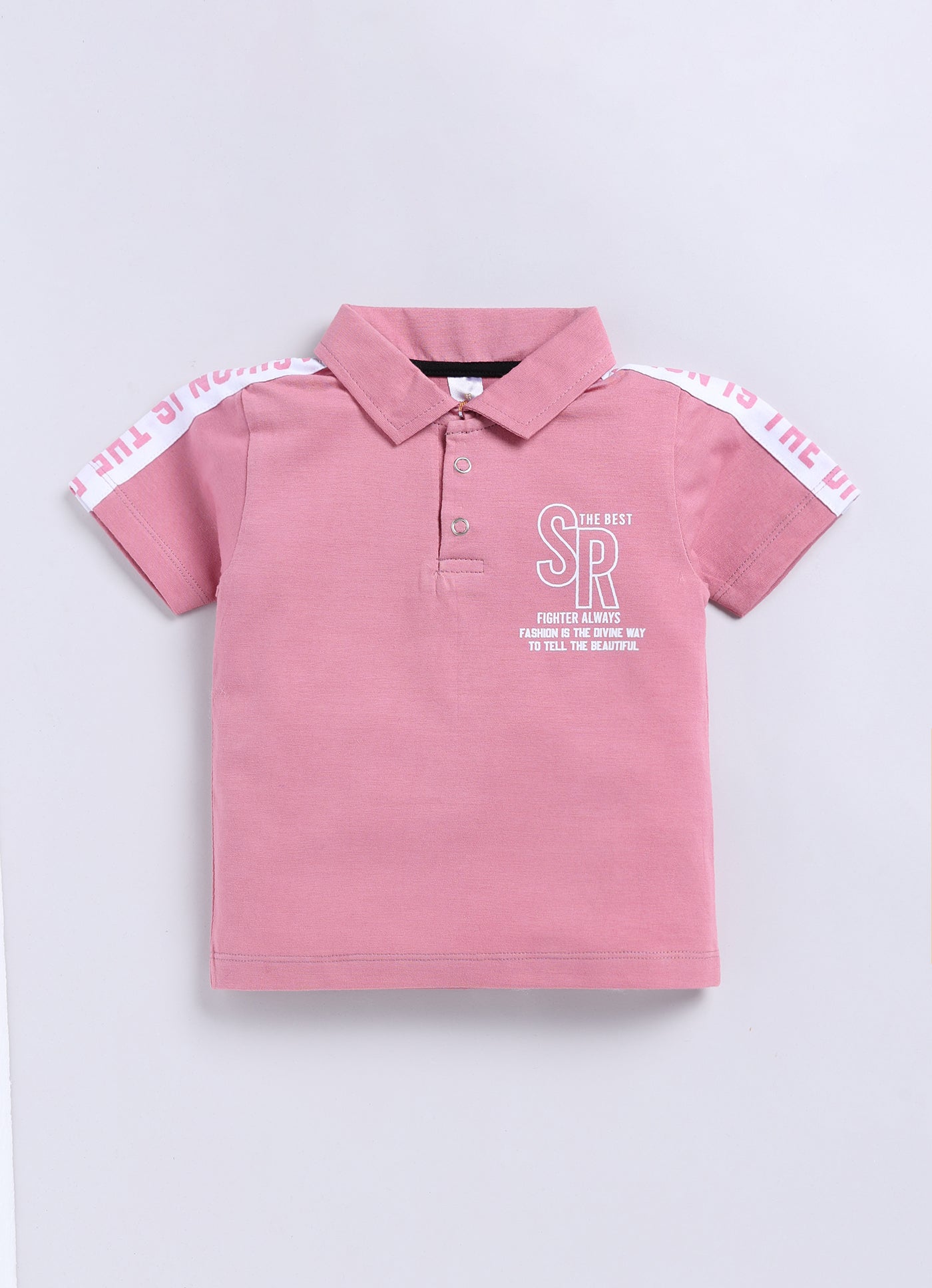 Text Printed Collared Pure Cotton Co-Ords Set