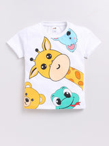 Boys Casual T-shirt Shorts  (WHITE ORANGE)