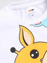 Boys Casual T-shirt Shorts  (WHITE ORANGE)