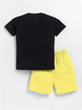 Boys Casual T-shirt Shorts  (BLACK YELLOW)