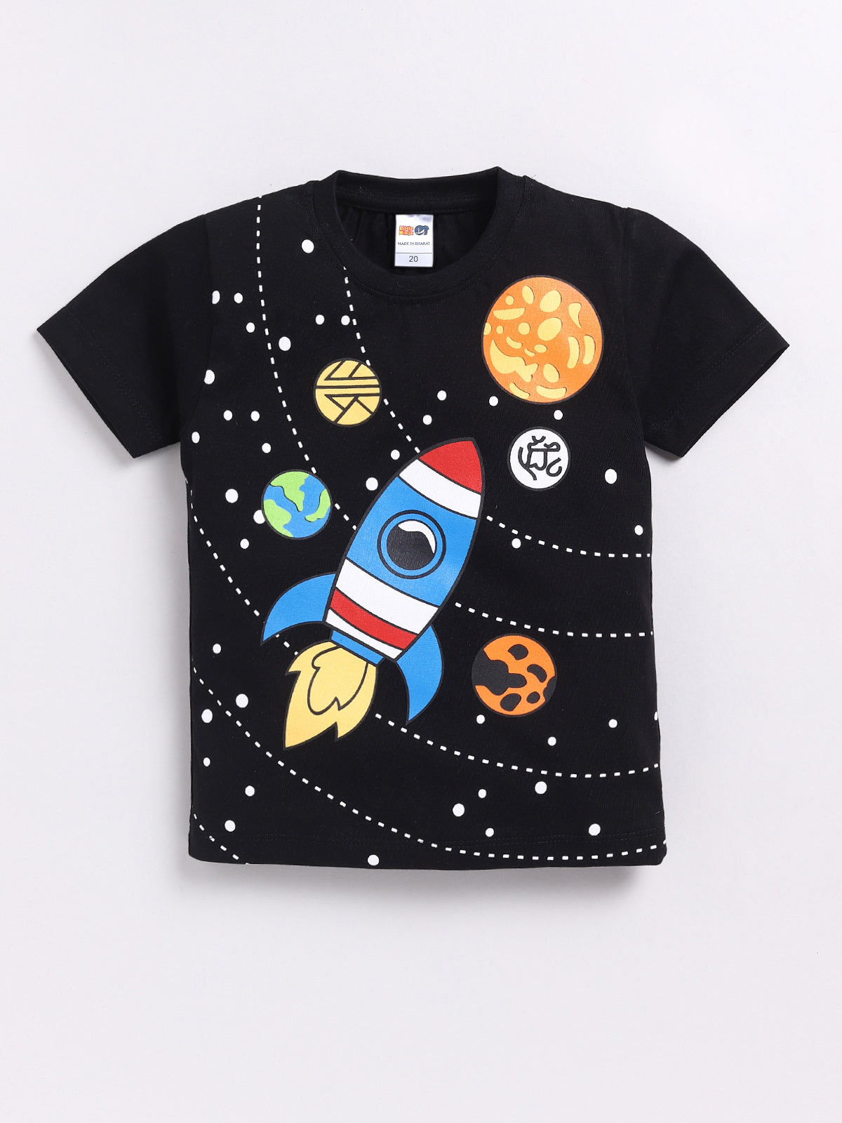 Boys Casual T-shirt Shorts  (BLACK YELLOW)