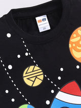 Boys Casual T-shirt Shorts  (BLACK YELLOW)