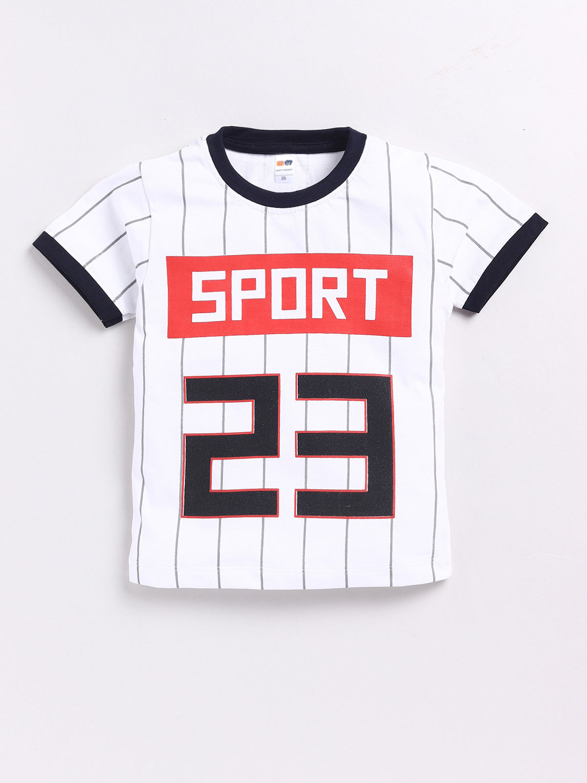 Boys Casual T-shirt Shorts  (WHITE NAVY)