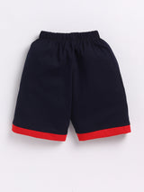 Boys Casual T-shirt Shorts  (WHITE NAVY)