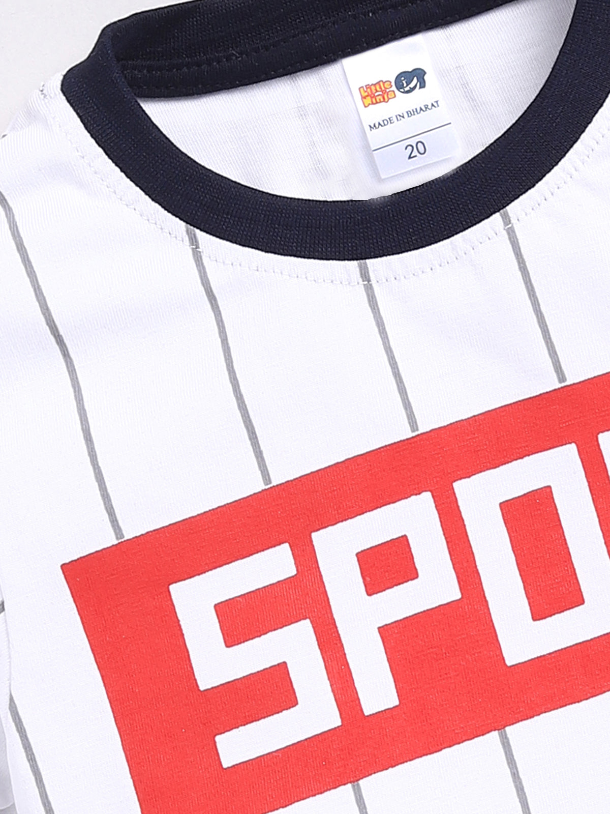 Boys Casual T-shirt Shorts  (WHITE NAVY)