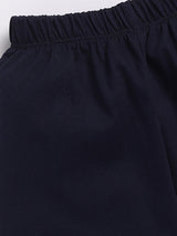 Boys Casual T-shirt Shorts  (WHITE NAVY)