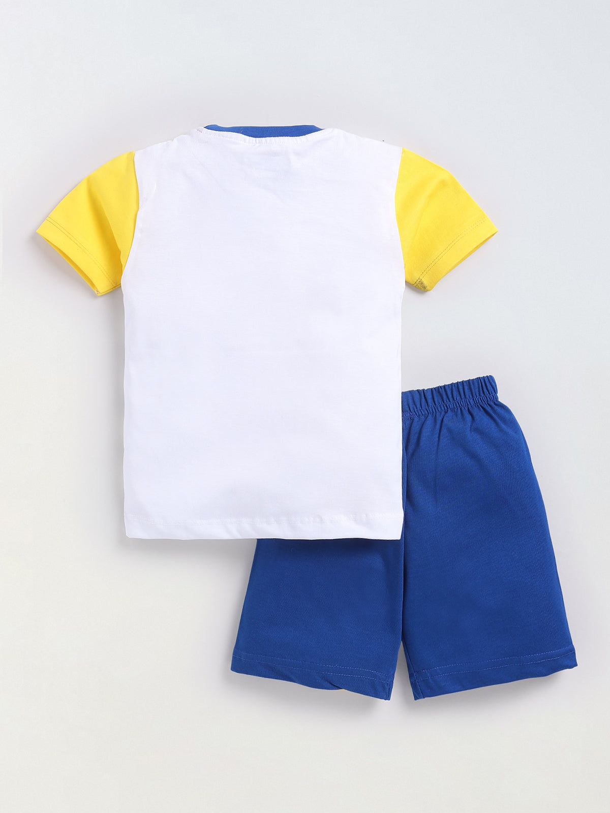 Boys Casual T-shirt Shorts  (WHITE BLUE)