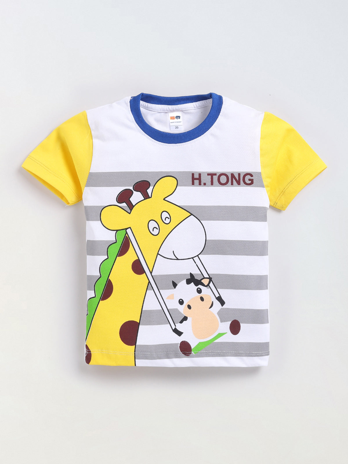 Boys Casual T-shirt Shorts  (WHITE BLUE)