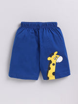 Boys Casual T-shirt Shorts  (WHITE BLUE)