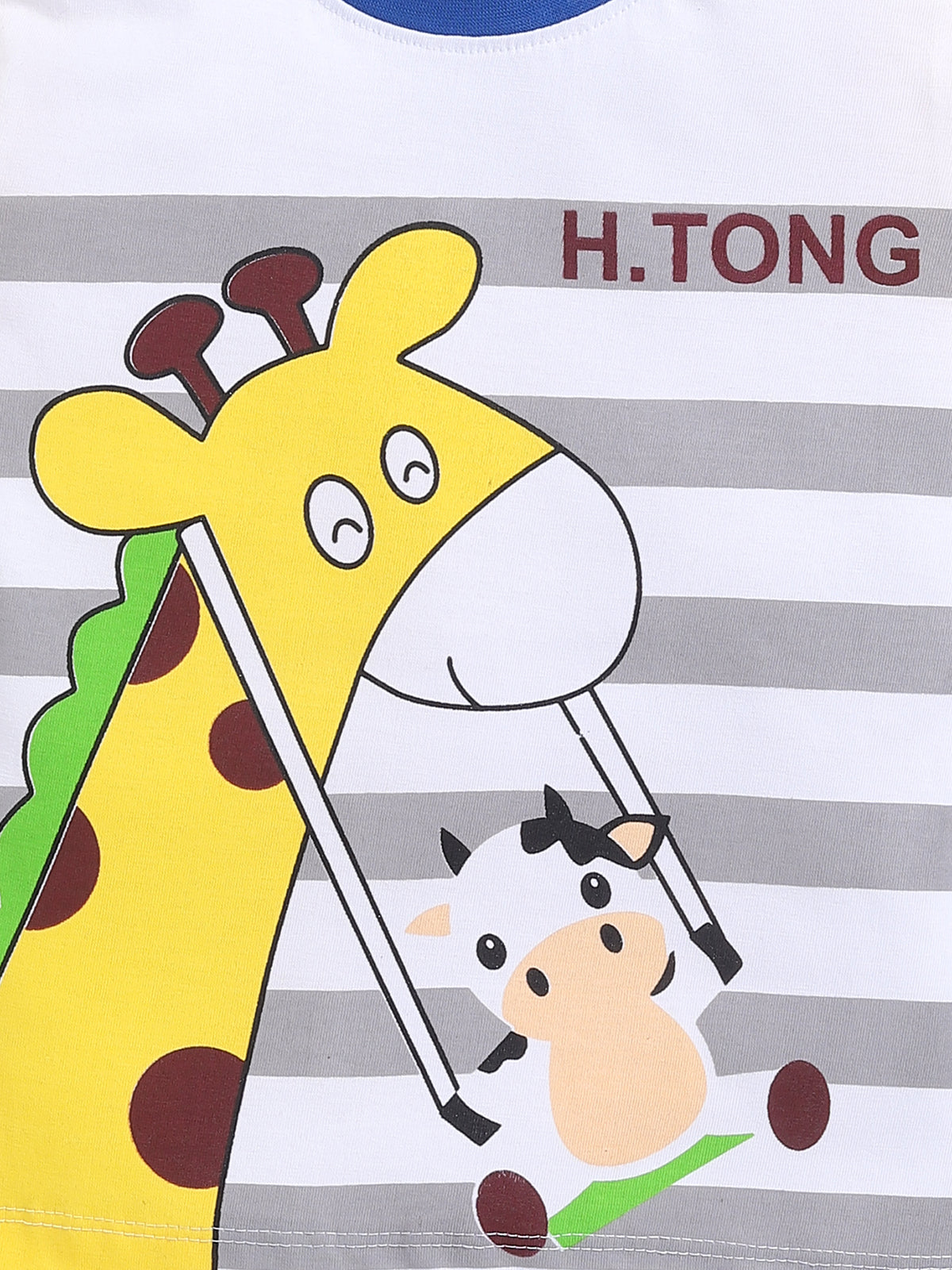 Boys Casual T-shirt Shorts  (WHITE BLUE)